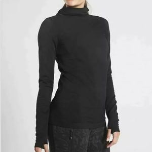 NEW ATHLETA Flurry Balaclava Rib Mix Solid Top Large (L) BLACK NWT